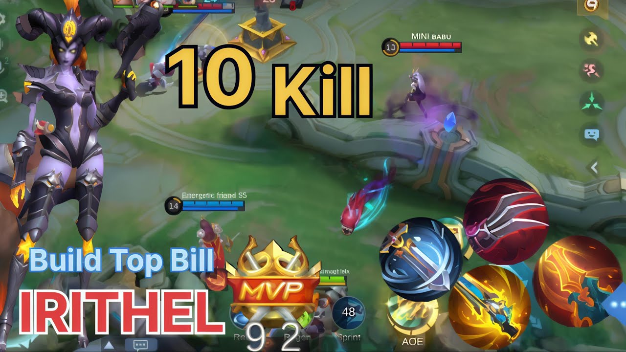10 kills !! One Hit Build Irithel MVP : 9.2 Irithel Top Build 😎 #irithel #mlbb