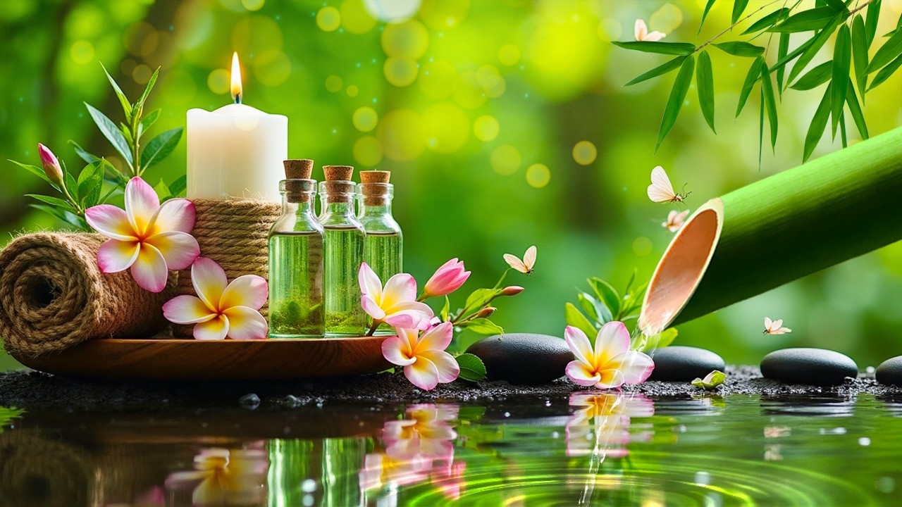 Бамбуковый фонтан + расслабляющая музыка для сна 🌿 Спокойная музыка для умиротворения и расслаблени