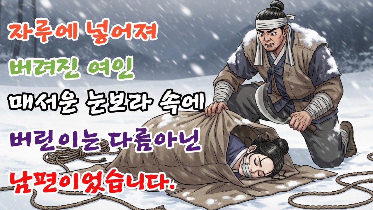 매서운 눈보라가 휘날리던 날, 깊은 산속에 여인이 버려졌습니다.