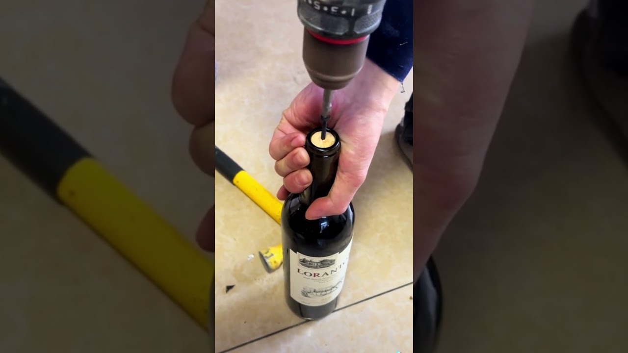 Crazy Bottle Hack: Open a Cork with a Drill! 😱🍾