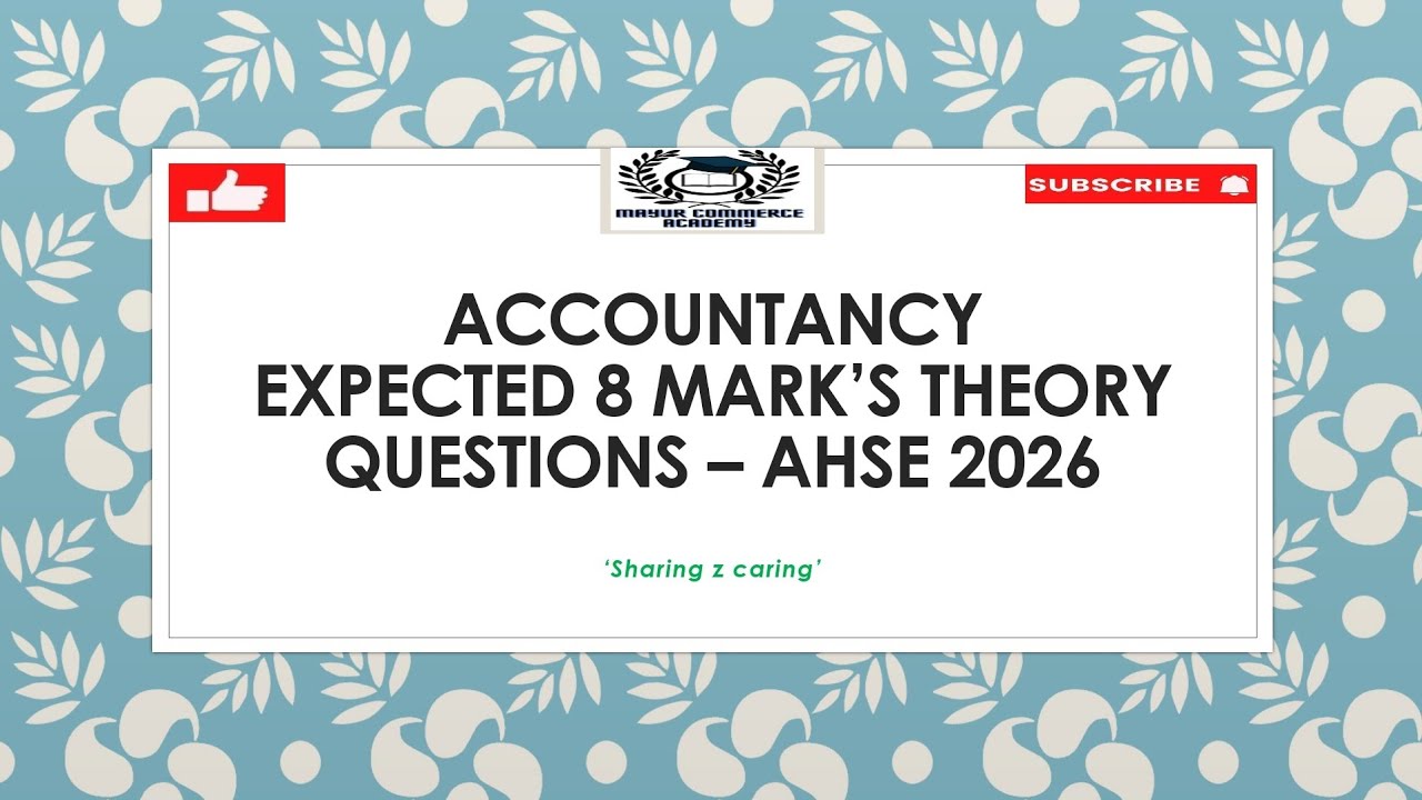 CHSE +2 COMMERCE/8 MARK'S THEORY QUESTIONS SELECTION/ACCOUNTANCY 