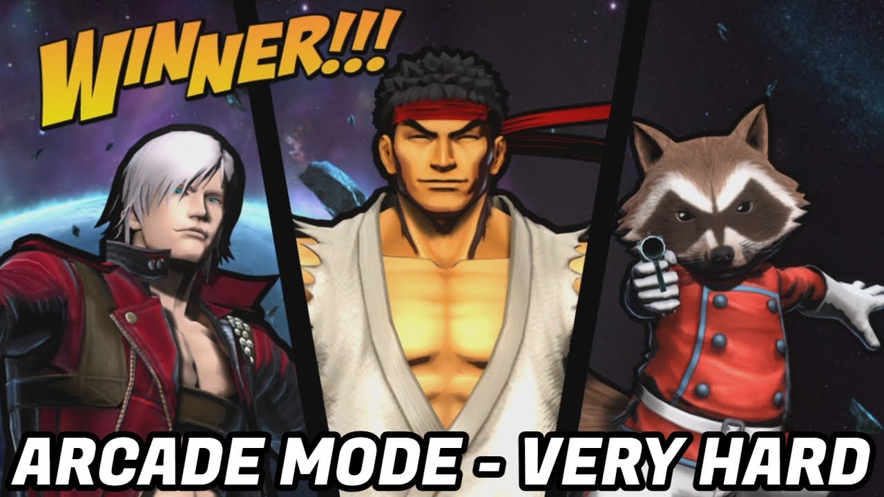 UMVC3 - ARCADE MODE - RYU/DANTE/ROCKET RACCOON!