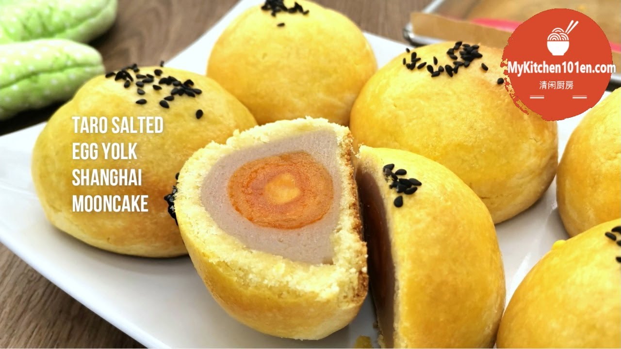 Taro Salted Egg Yolk Shanghai Mooncake | MyKitchen101en