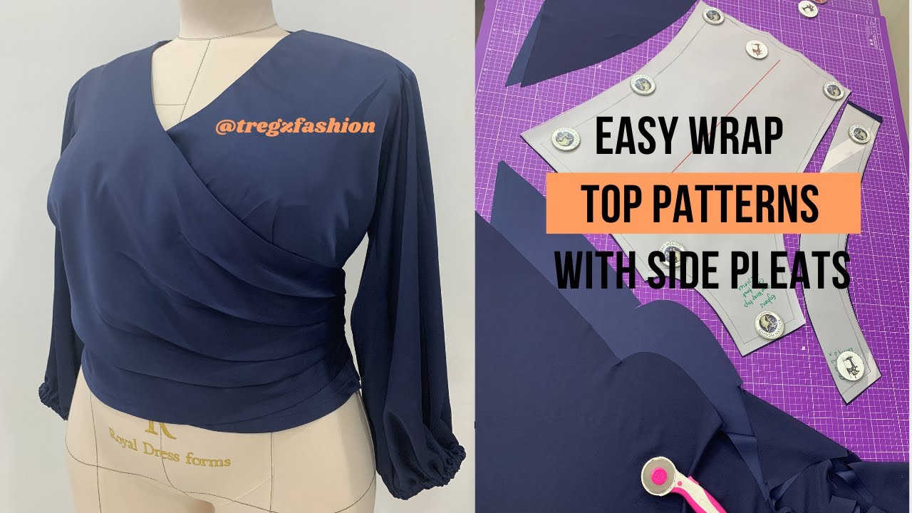 How to make a crop wrap top with side pleats.