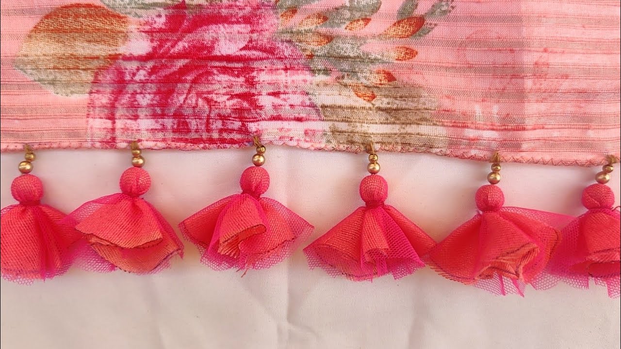 Simple and Easy Double Colour Potli Kuchu l Net Fabric Potli Tassels Making l Saree Kuchu/ Tassels