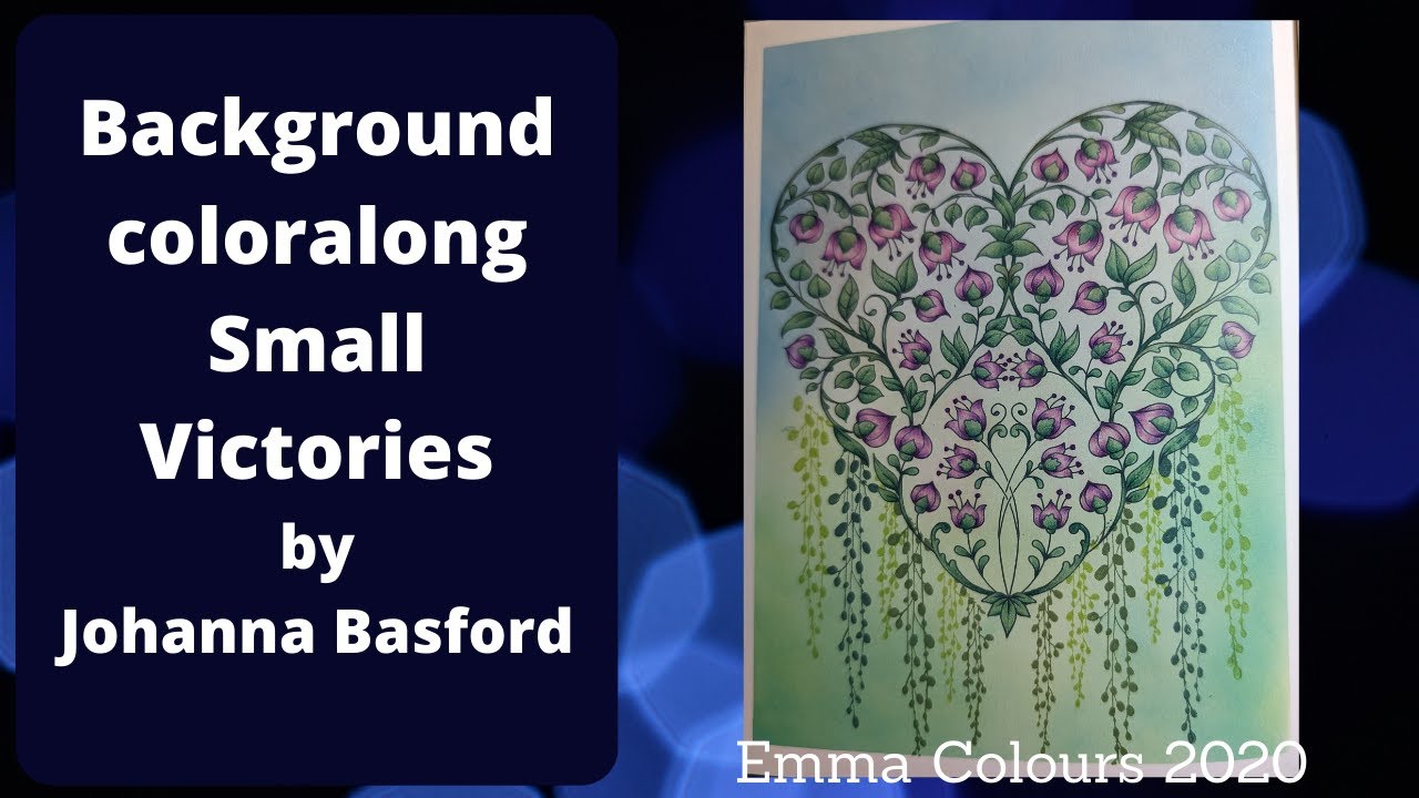 Small Victories by Johanna Basford - gel crayon and ink background - adult coloring