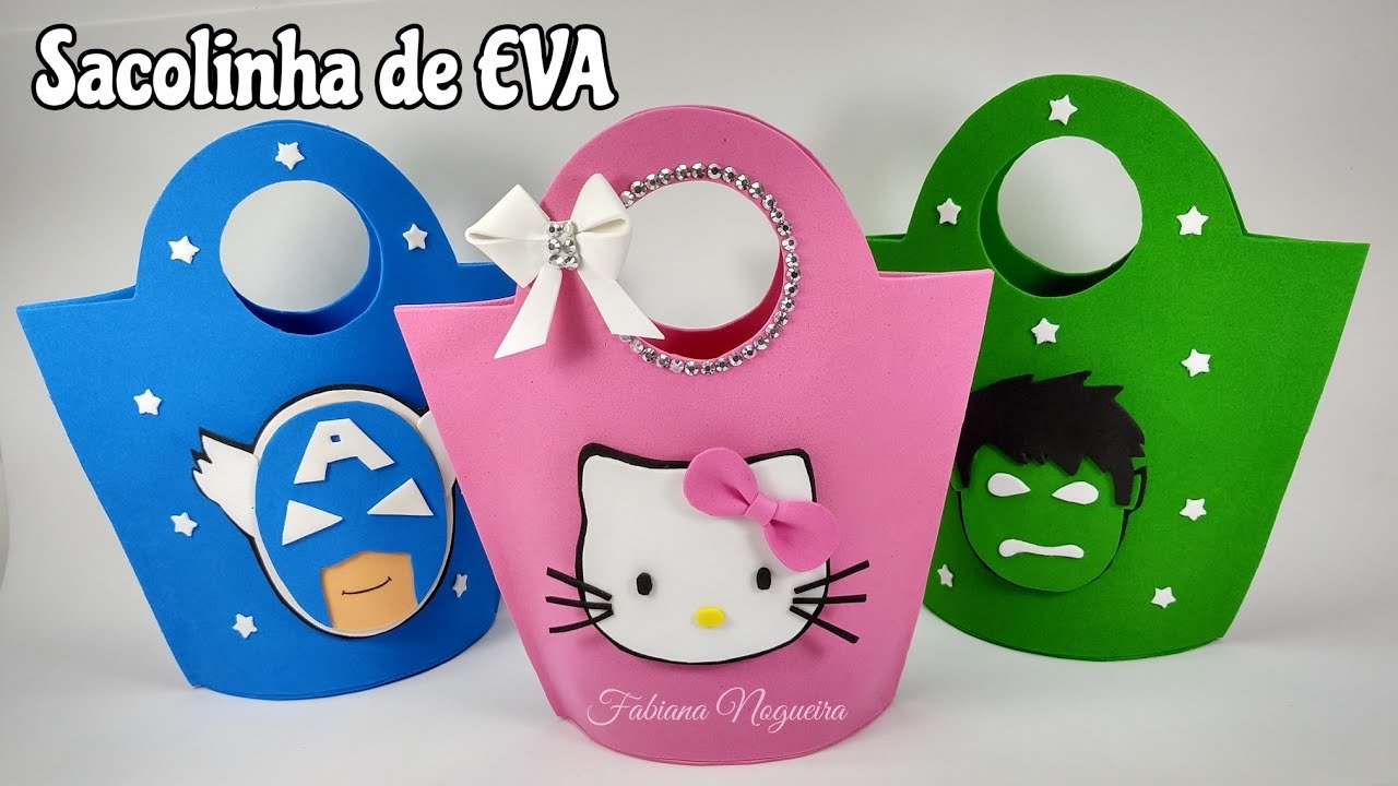 Sacolinha Fácil de EVA - Personagens 💙💚❤️
