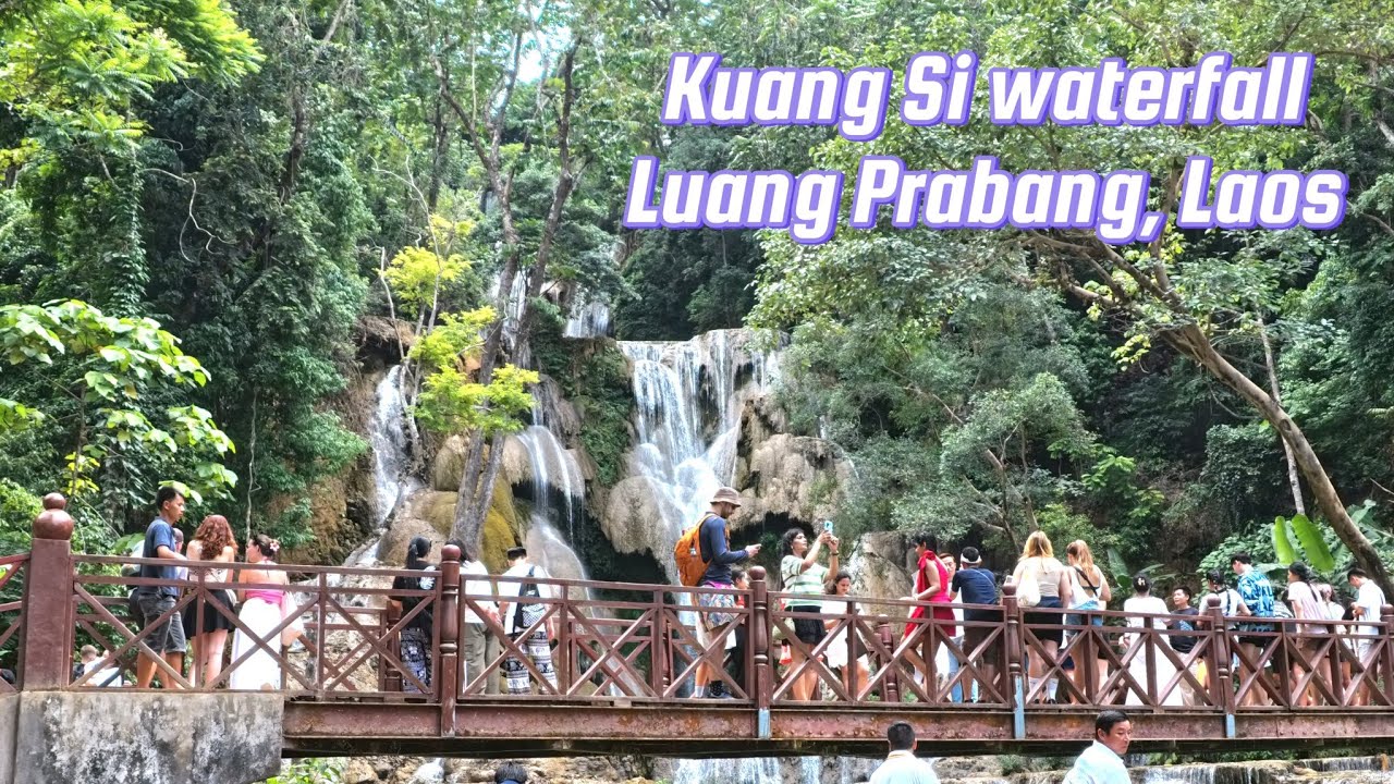Visiting the most beautiful waterfall in Luang Prabang, Laos