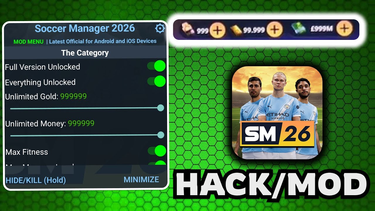 Soccer Manager 2026 MOD APK Menu | Unlimited Money, Gold & Max Fitness Hack (iOS/Android)