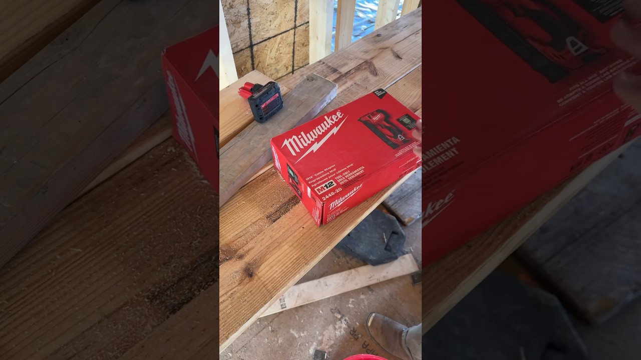 M12 cable stapler in action #electrical #construction #diy Milwaukee m12 nailer