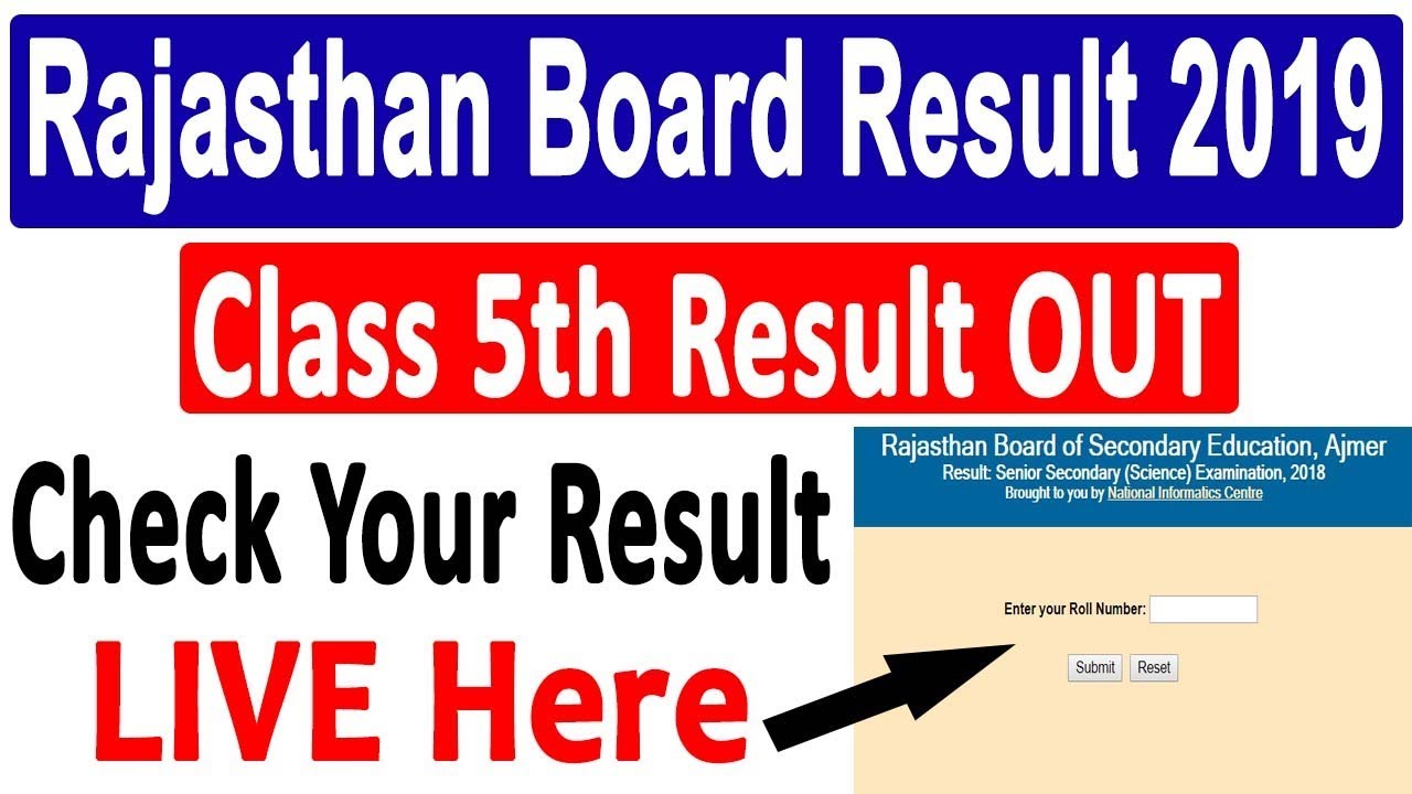 Rajasthan Board Result 2019 | RBSE Class 5th Result 2019 | Check Your Result Live Here