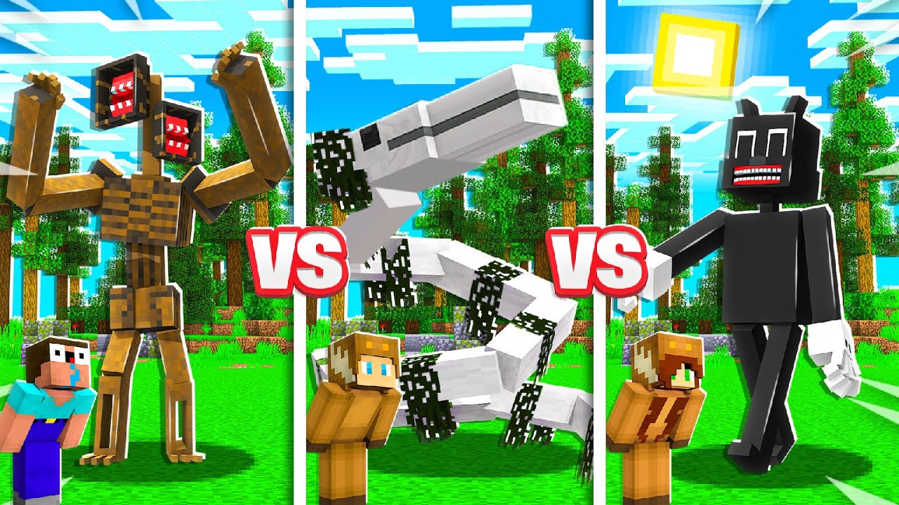 SIREN HEAD vs LONG HORSE vs CARTOON CAT! (Minecraft NOOB vs PRO vs GIRL)