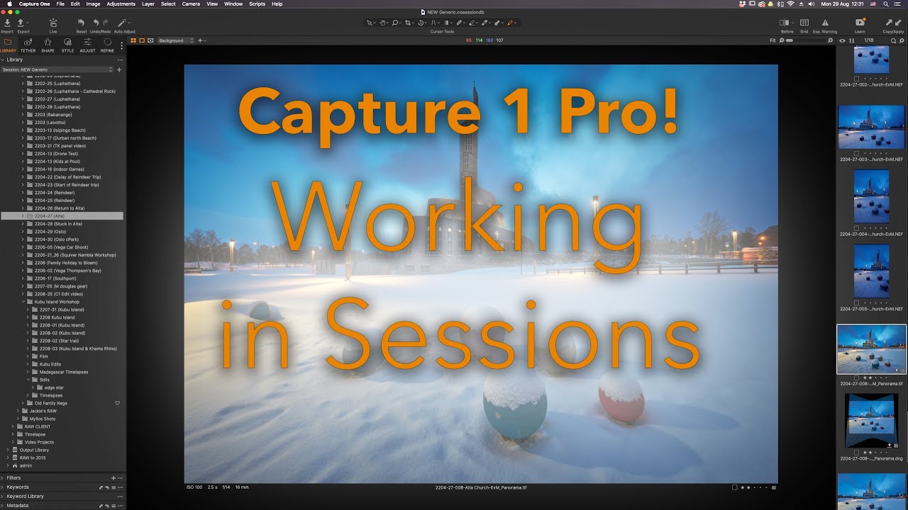 Capture One Pro — работа в сессиях