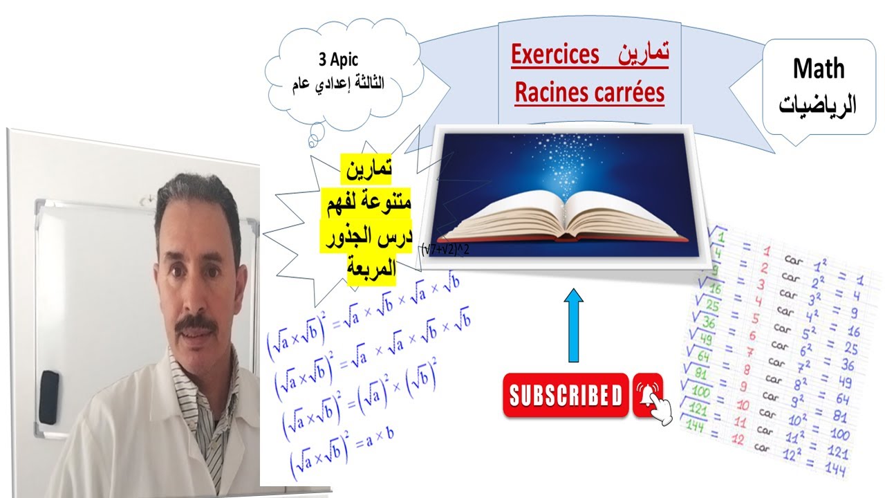 EXERCICES corrigés des Racines carrées    تمارين  الجدور المربعة