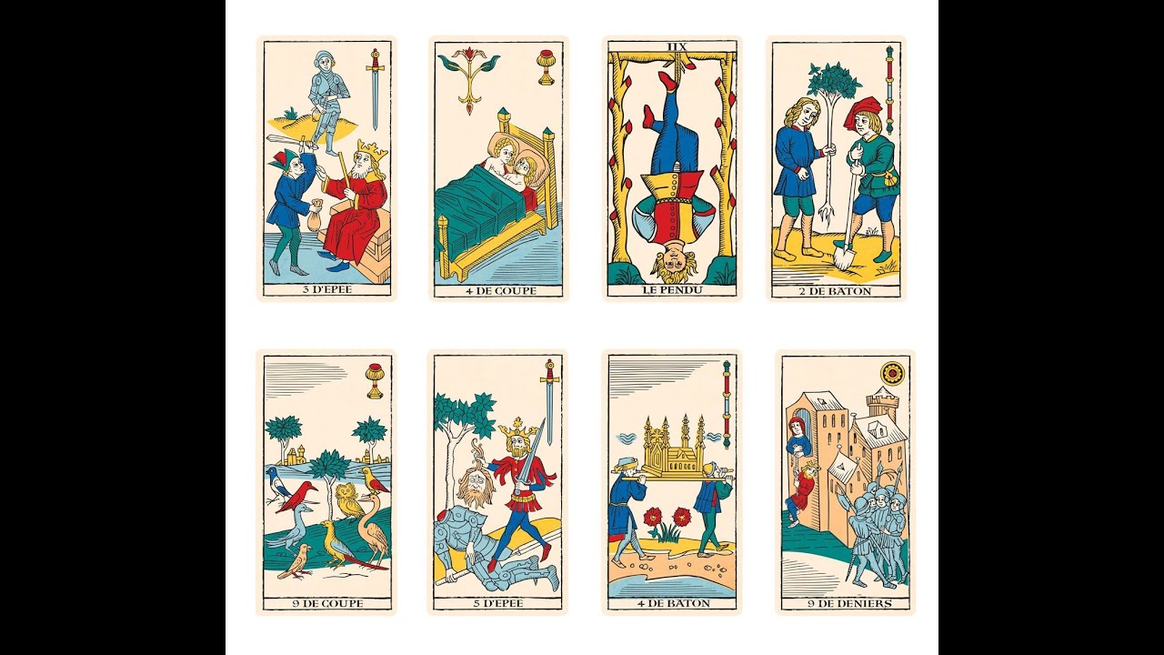 tarot de Marseille of the new incarnation, des mineurs illustré