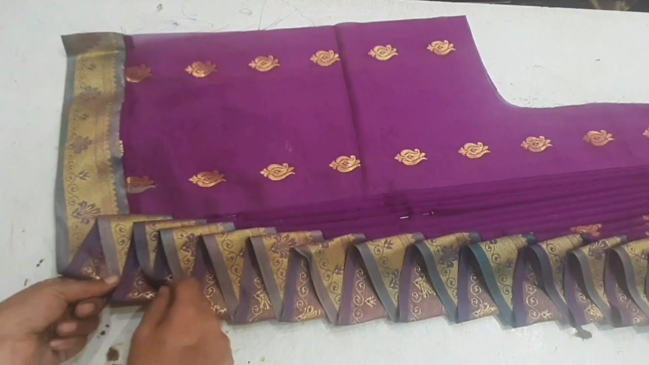 12 ते 14 वर्षाच्या लहान मुलीची शाही मस्तानी साडी कटिंग शिलाई. shahi mastani saree cutting stiching.