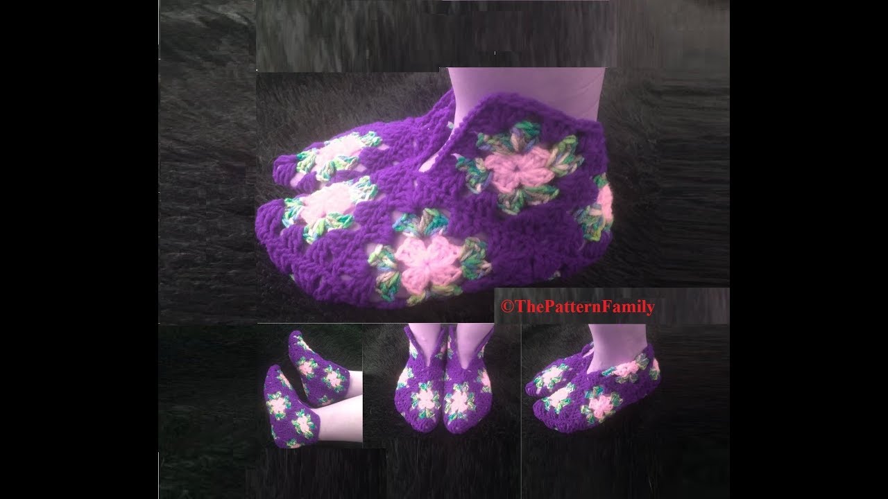 How to Crochet High Top Granny Square Slippers Pattern #520│by ThePatternFamily