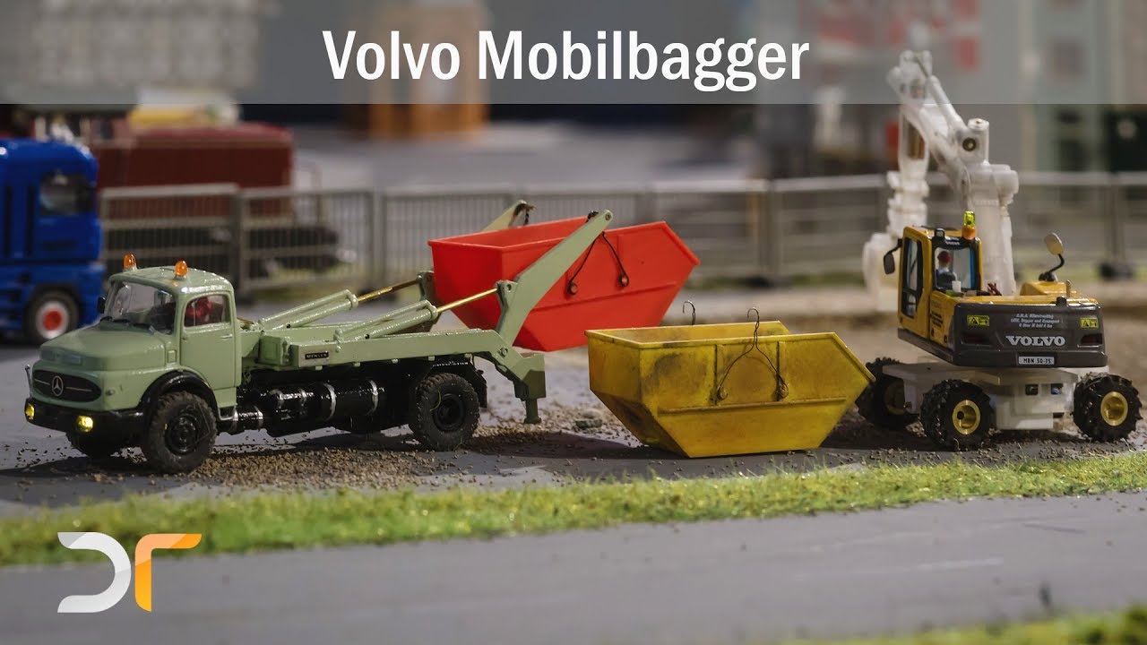 Volvo EW 180 B Mobilbagger auf Reisen und bei der Arbeit | RC 1:87