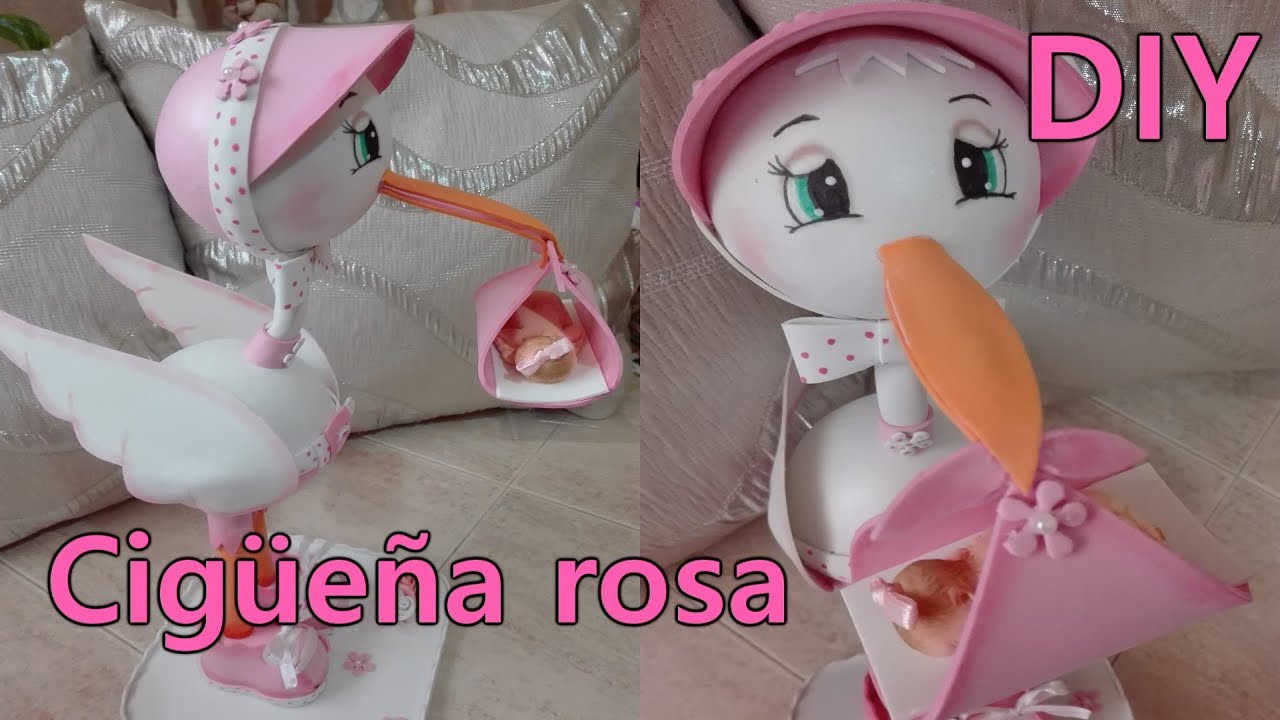 DIY CIGÜEÑA EN GOMA EVA ROSA
