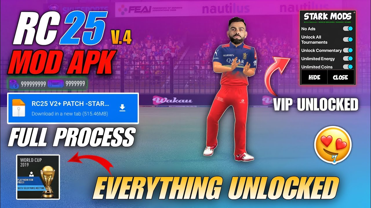 Real Cricket 25 V4+ Mod Apk Patch Download!? 150+ New Shot !! Rc25 New Patch Mod Download !! 😱