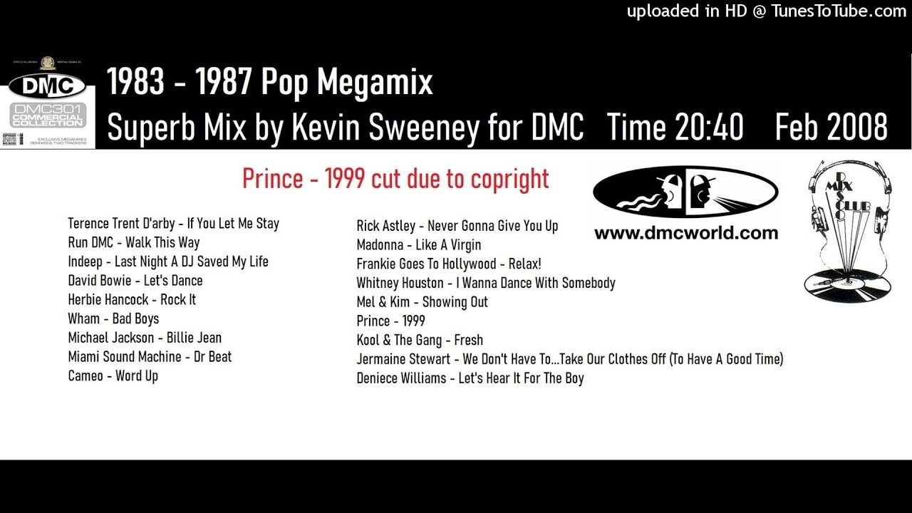 1983 - 1987 Pop Megamix (DMC Mix By Kevin Sweeney Feb 2008)