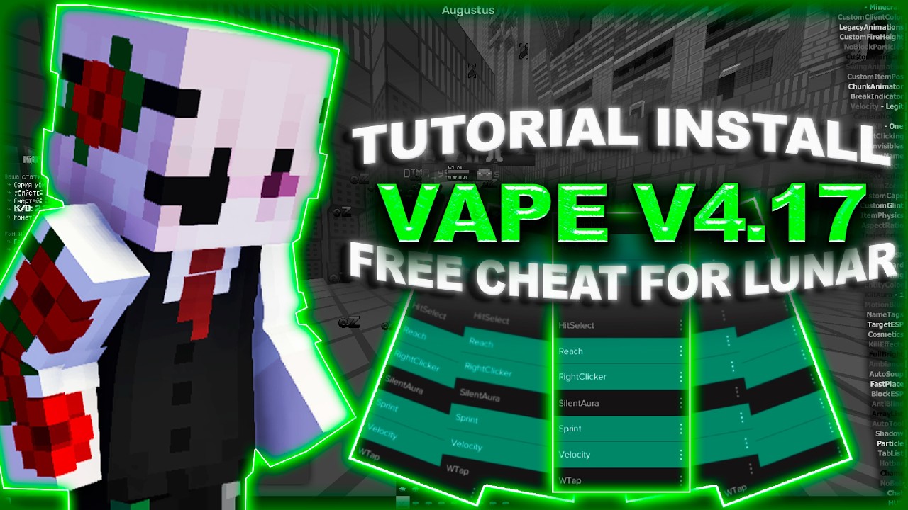 Vape V4.17 - Best free cheat for LunarClient | MineBlaze hacking on polar | ЛУЧШИЙ ЧИТ ДЛЯ ЛЕГИТОВ