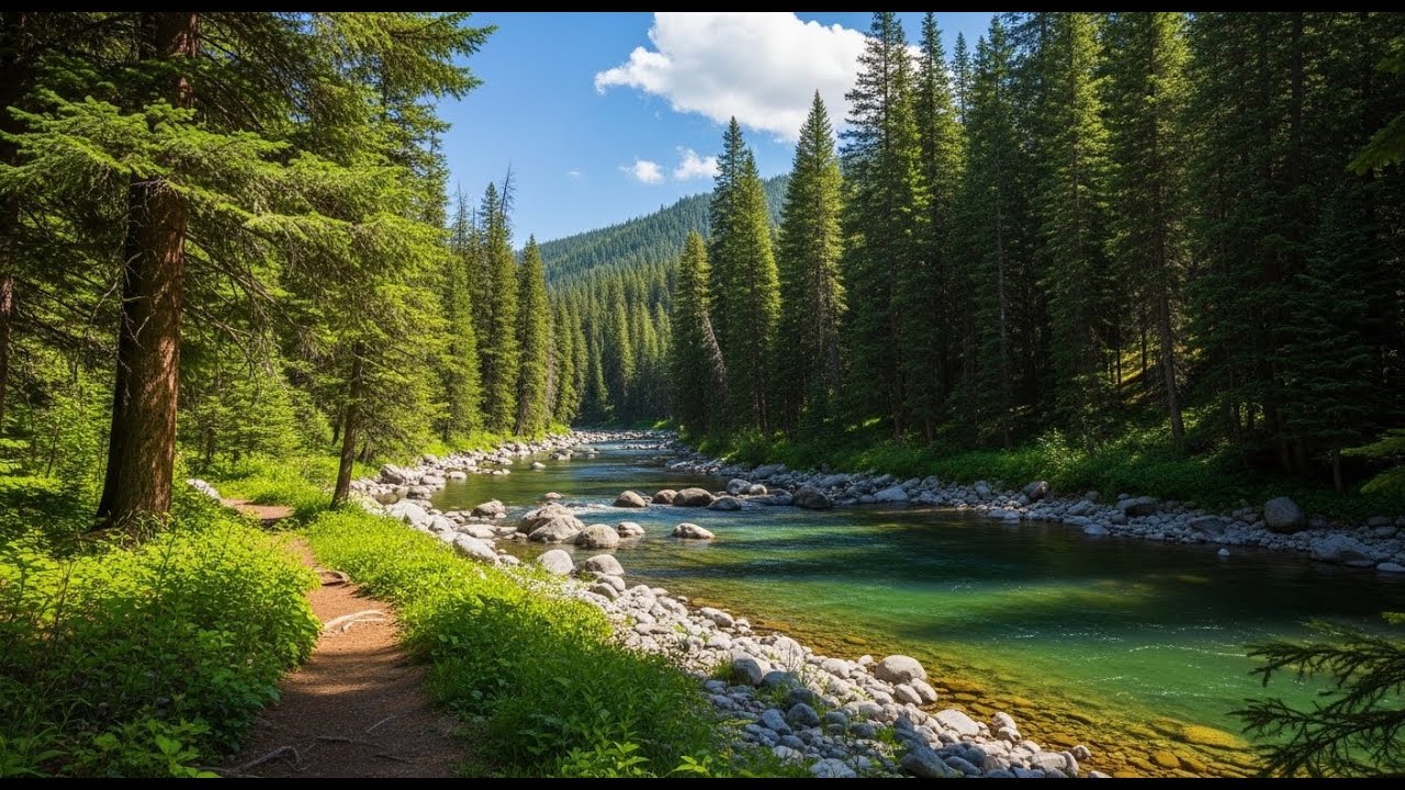 Peaceful Flowing River 🌊 Natural Ambience Sound for Deep Sleep and Stress Relief #856