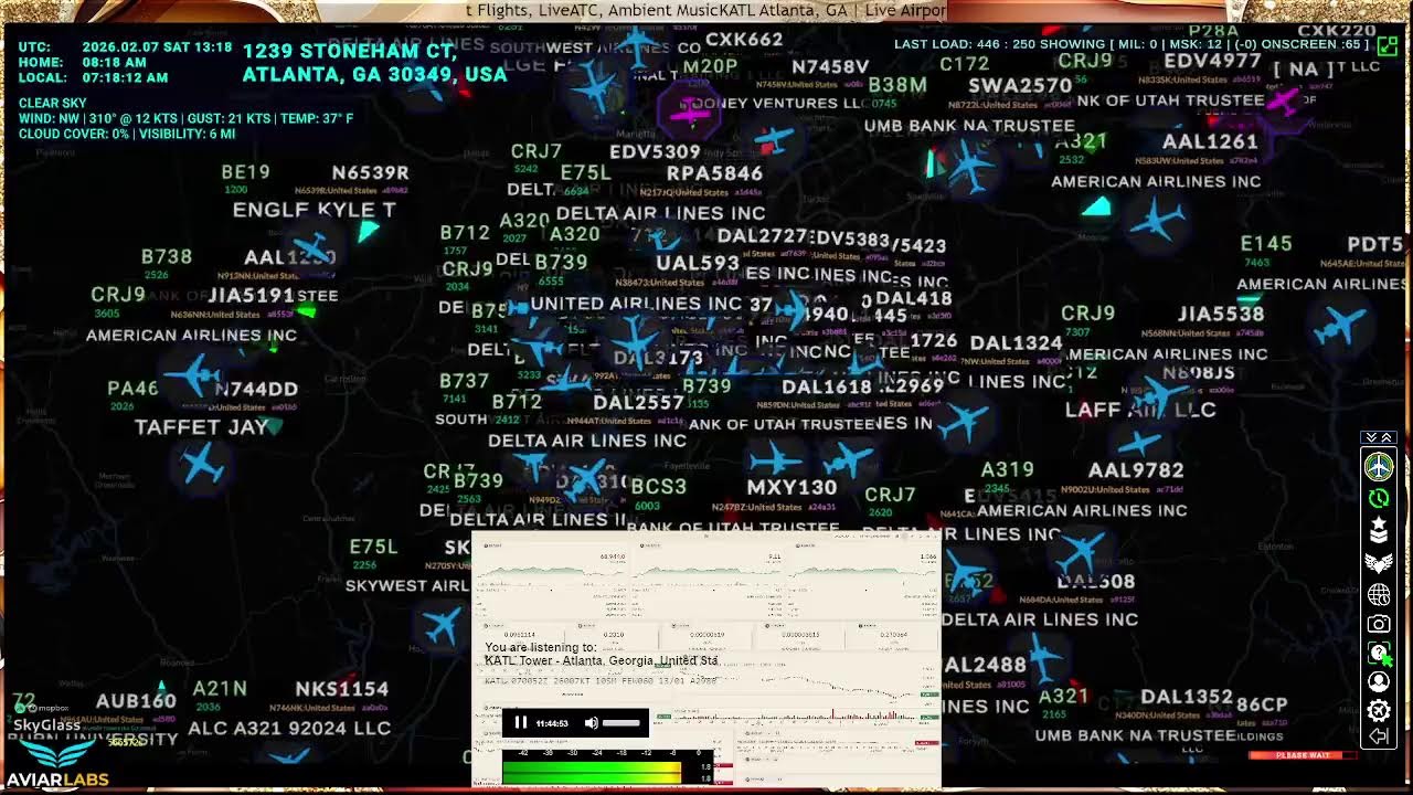 KATL Atlanta, GA | Live Airport Flights, LiveATC, Ambient Music
