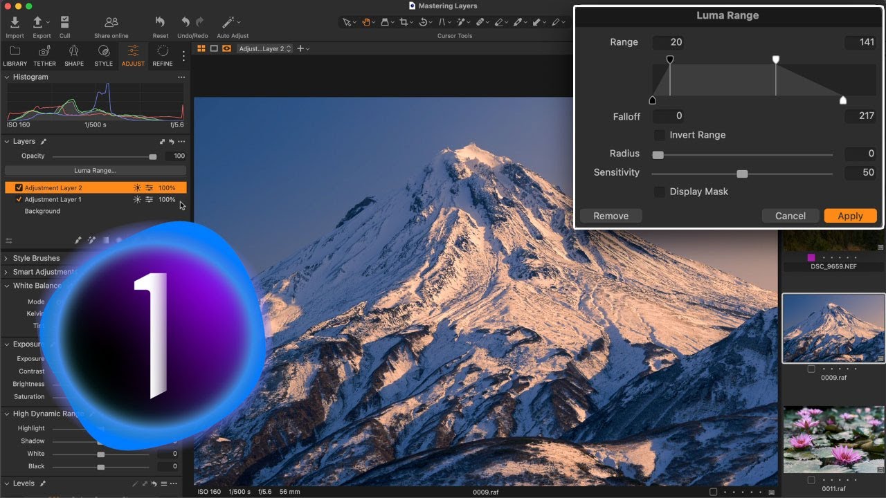 Методы Capture One — растеризация масок диапазона яркости