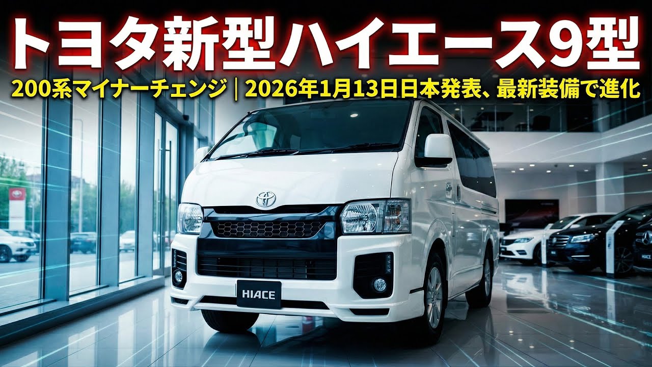 トヨタ新型ハイエース9型｜200系マイナーチェンジを2026年1月13日日本発表、最新装備で進化