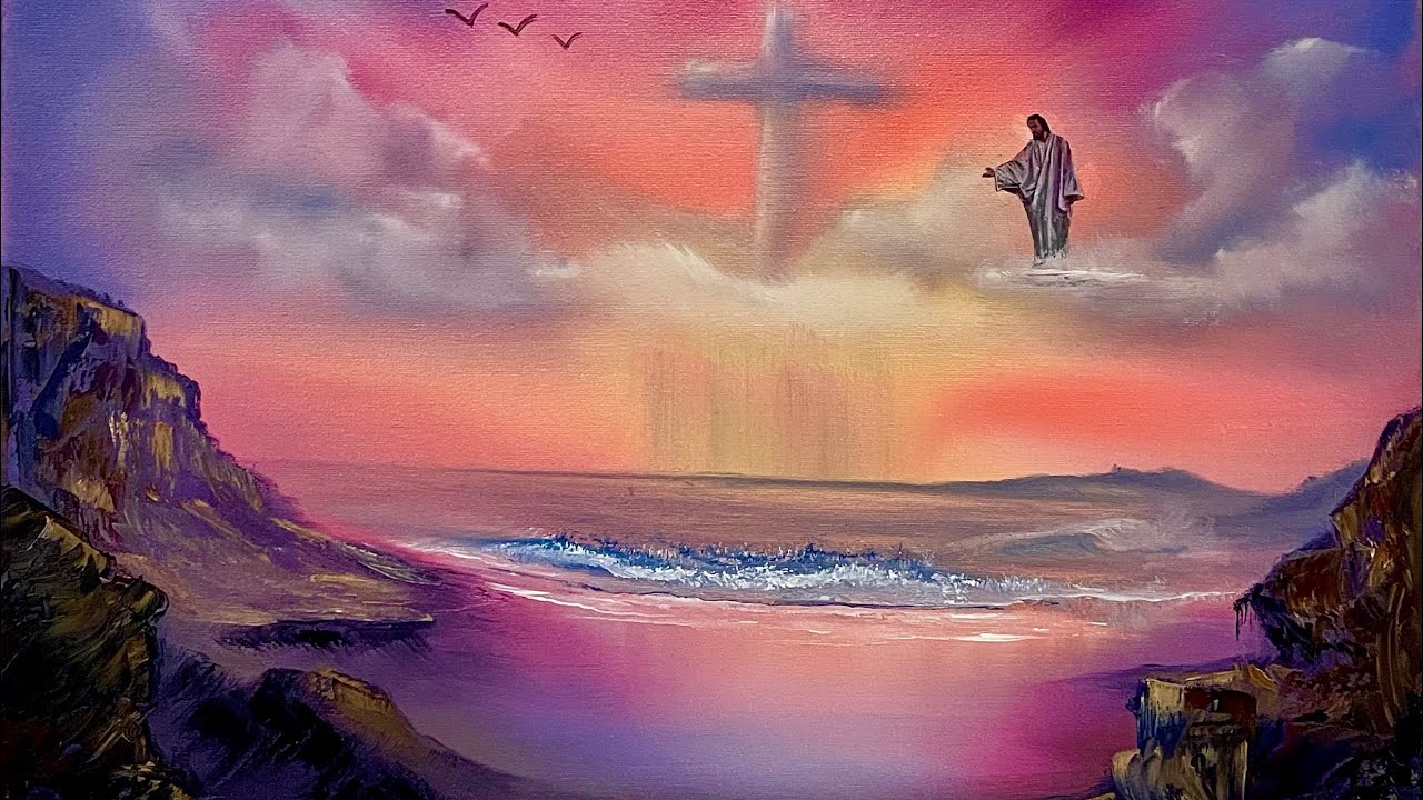 S2 Ep 3 - Easter Seascape - Sunday Seascapes LIVE #OilPainting #Tutorial #religious #paintwithjosh