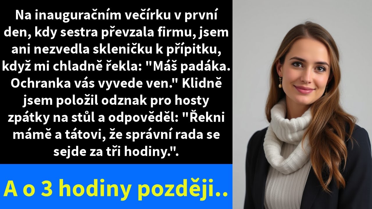 Na inauguračním večírku v první den, kdy sestra převzala firmu, jsem ani nezvedla skleničku k