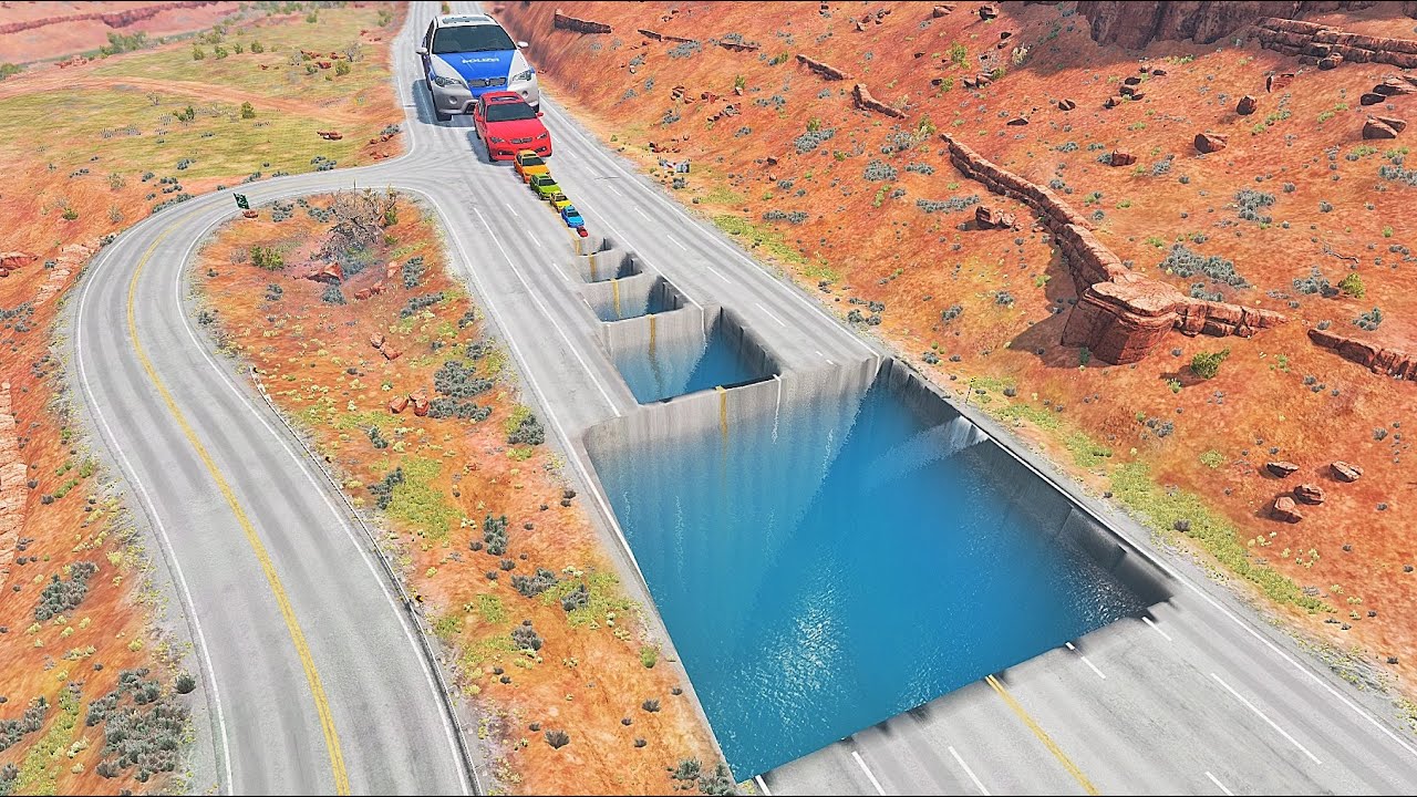Giant & Small Cars vs Giant Pit &ndash; BeamNG.Drive #2