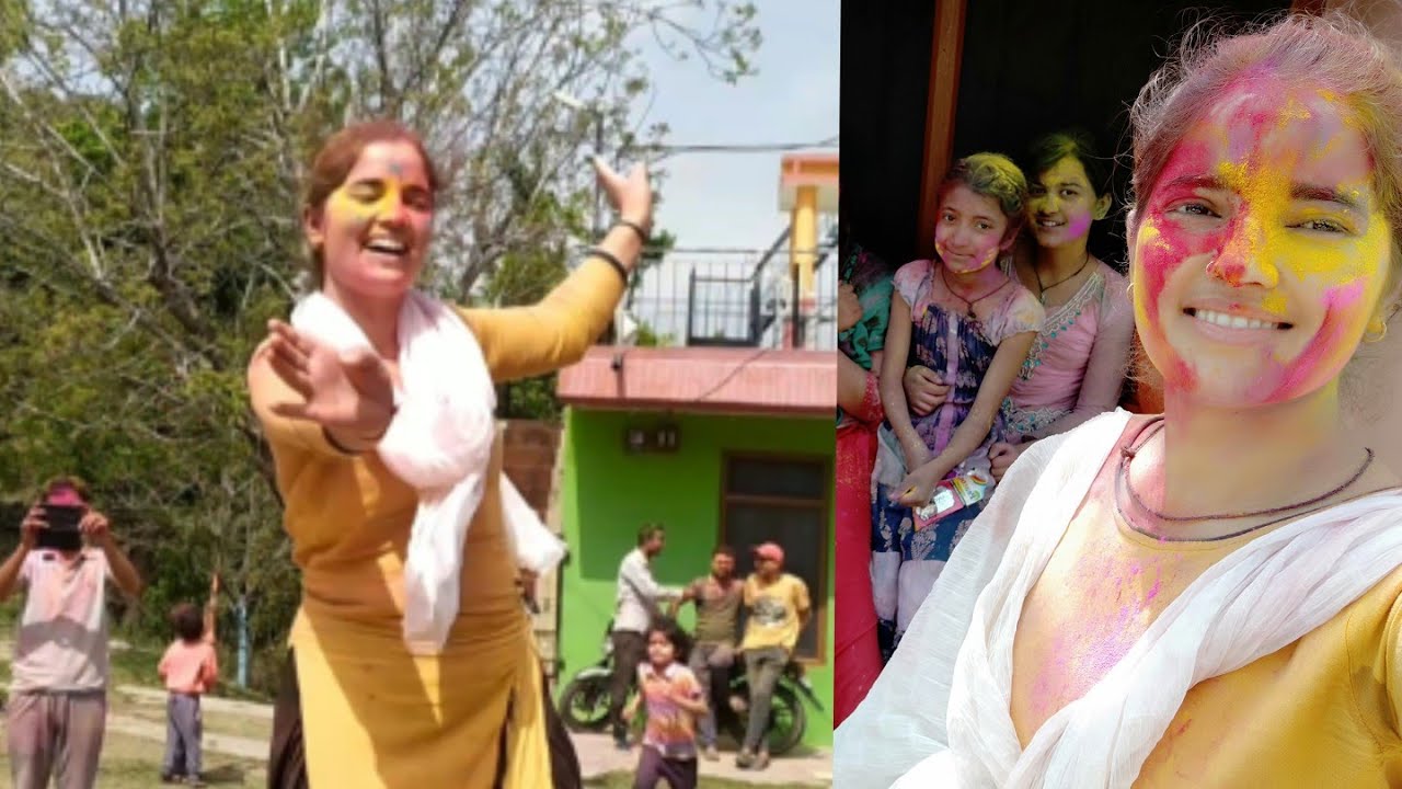#रंगों का त्यौहार है आया🥳🤭होली है। गांव में होली मनाने का अंदाज़ 🤩#once#again👉मैं सेहरा बाँध के🤭🤗