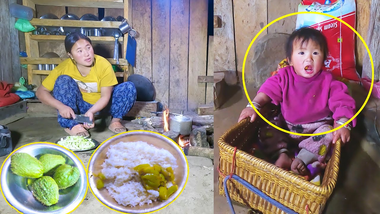 Jonson trying to sing with mom || Jina cooking dinner@pastorallifeofnepal