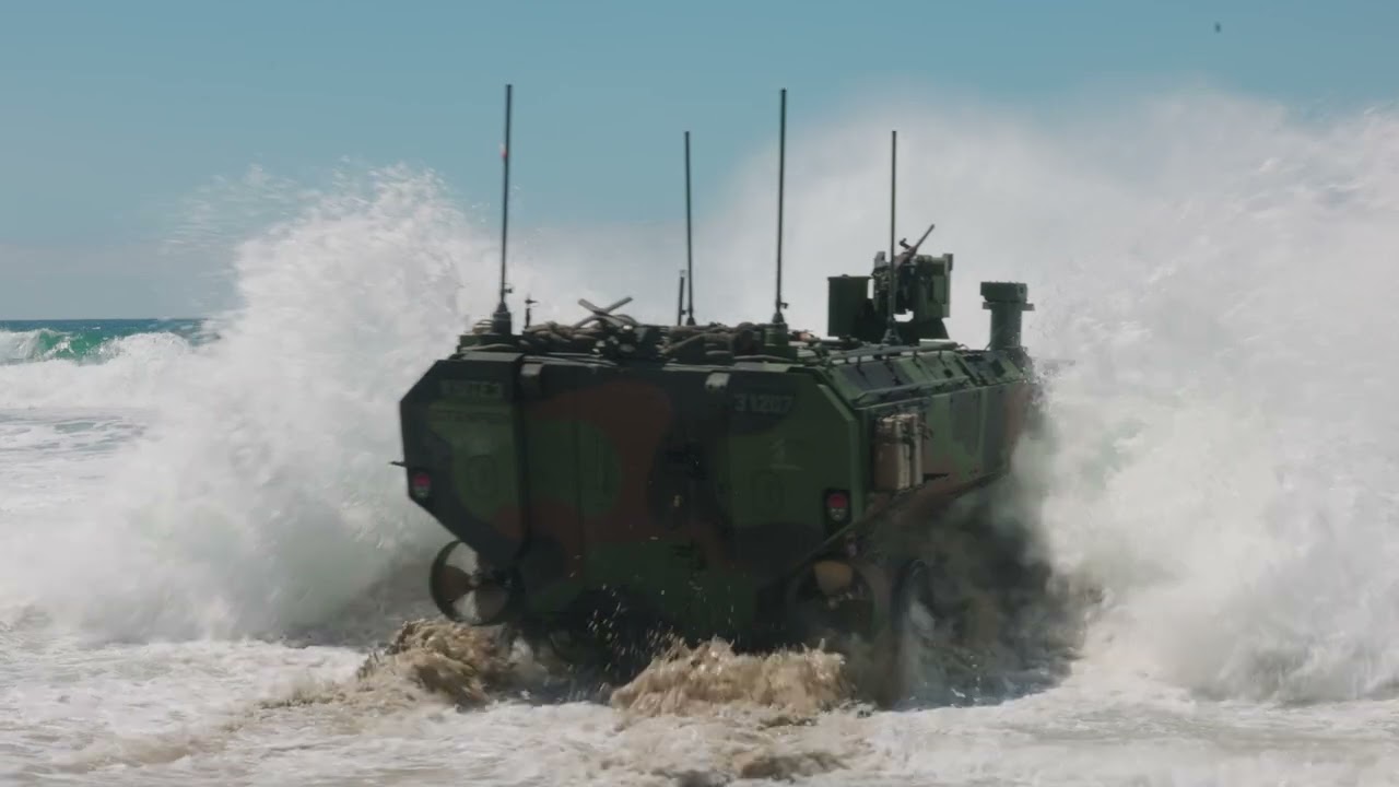 U.S. Marines with 1st MARDIV conduct amphibious combat vehicle pre-deployment surf operations