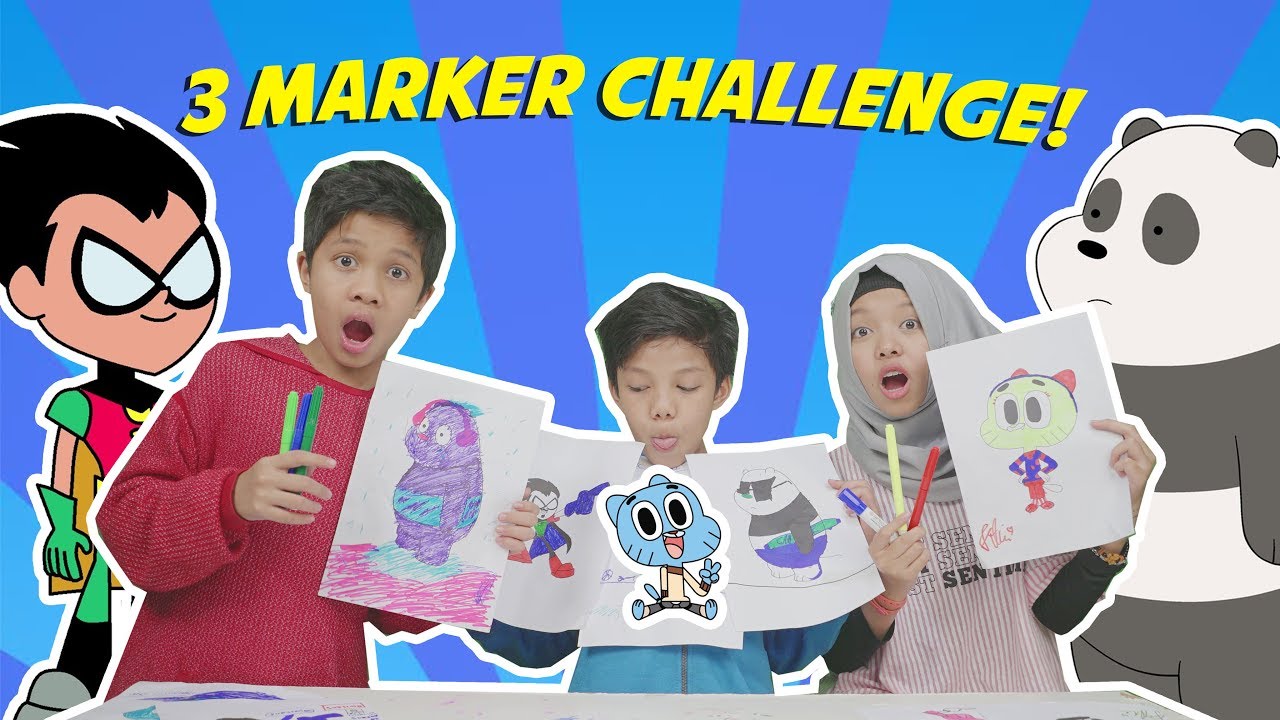 3 MARKER CHALLENGE WITH FATEH HALILINTAR AND FATIMAH HALILINTAR !! | Kocak Banget!