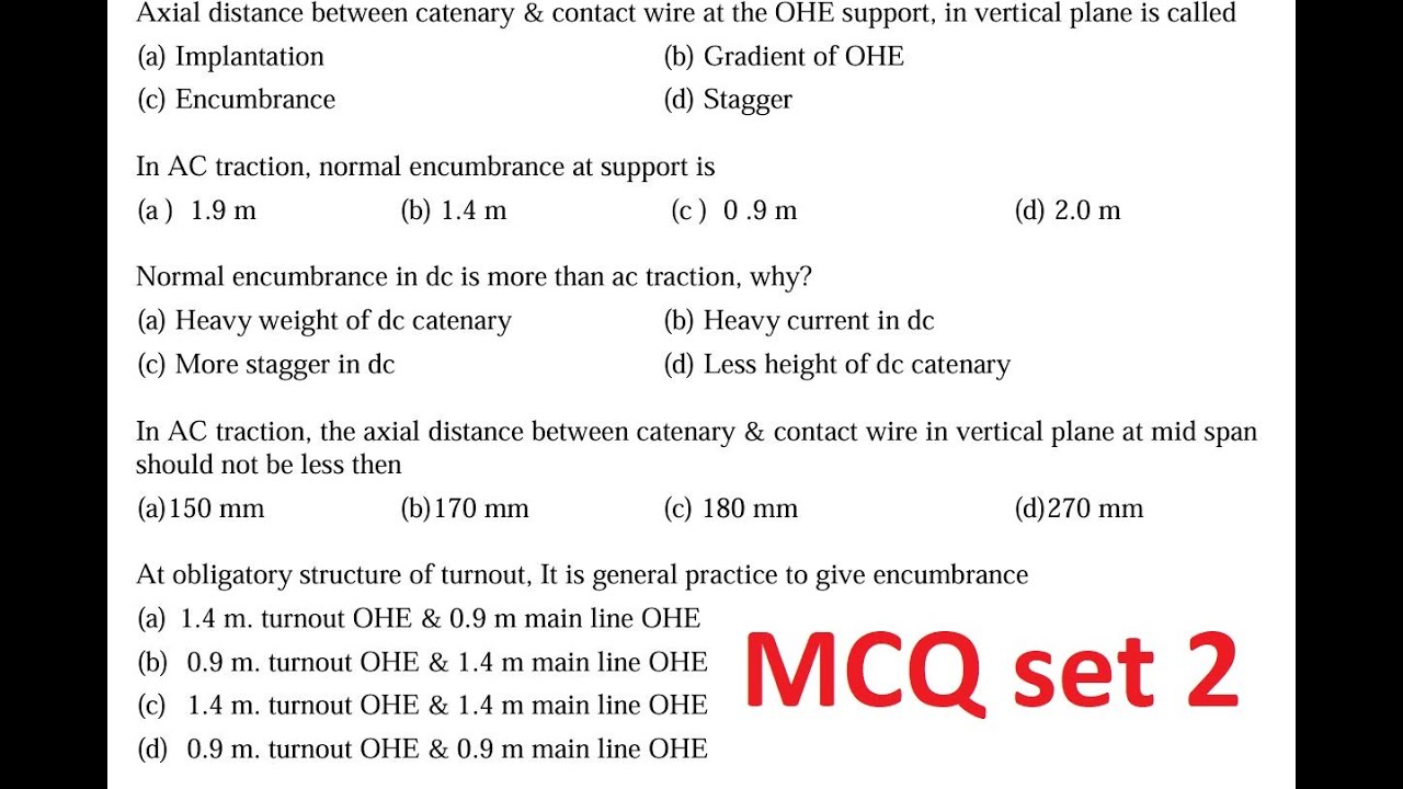 Important TRD mcq set-2 || Railway LDCE || GDCE || AEE Group B