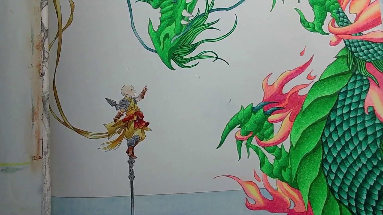 Color with me Green Dragon - / Colorful time by Gugeli - watercolor/ Aquarelle - part 12 (DE/EN)