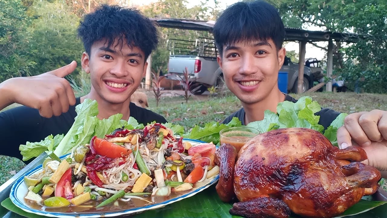 ตำป่าโคตรเด็ด ไก่ย่างโคตรนุ่ม มากินด้วยกันครับแซ่บสุดๆ