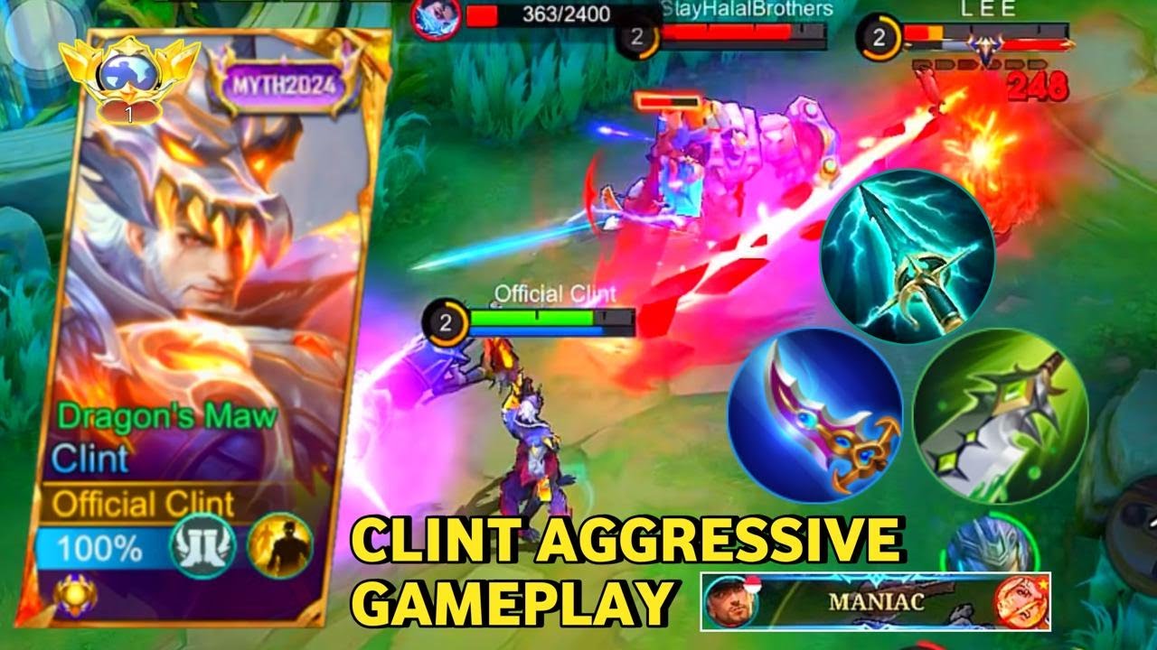 CLINT AGGRESSIVE GAMEPLAY + 2X MANIAC!! CLINT BUILD TERSAKIT 2025 - Mobile Legends