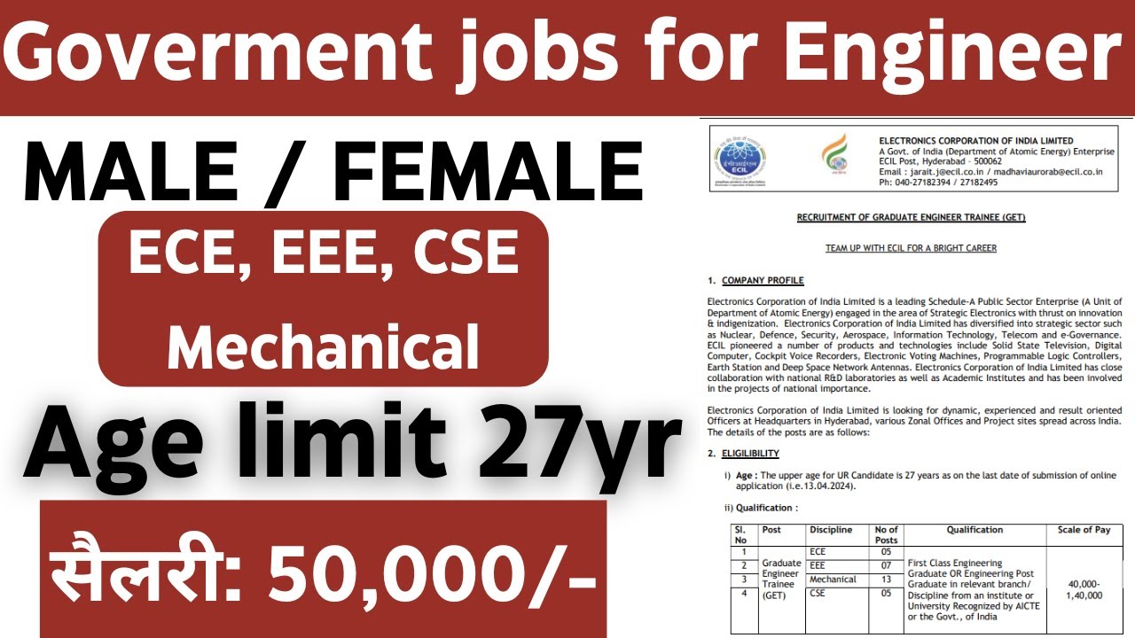 ECIL Recruitment 2024 | Latest Job Vacancy 2024 | Vacancy 2023 | Goverment jobs for Engineer.