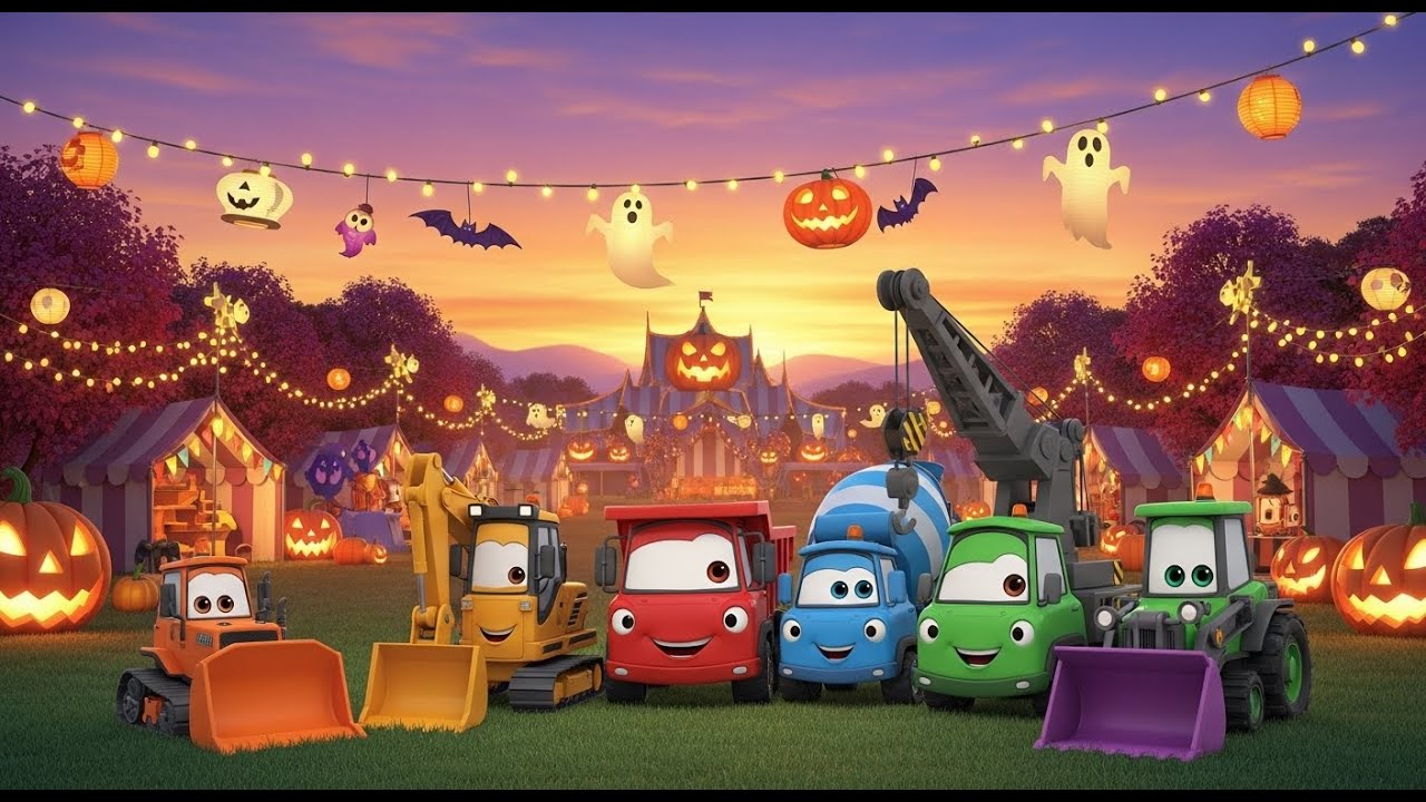 Adventure Diggers Build the Halloween Festival! | Construction Trucks for Kids