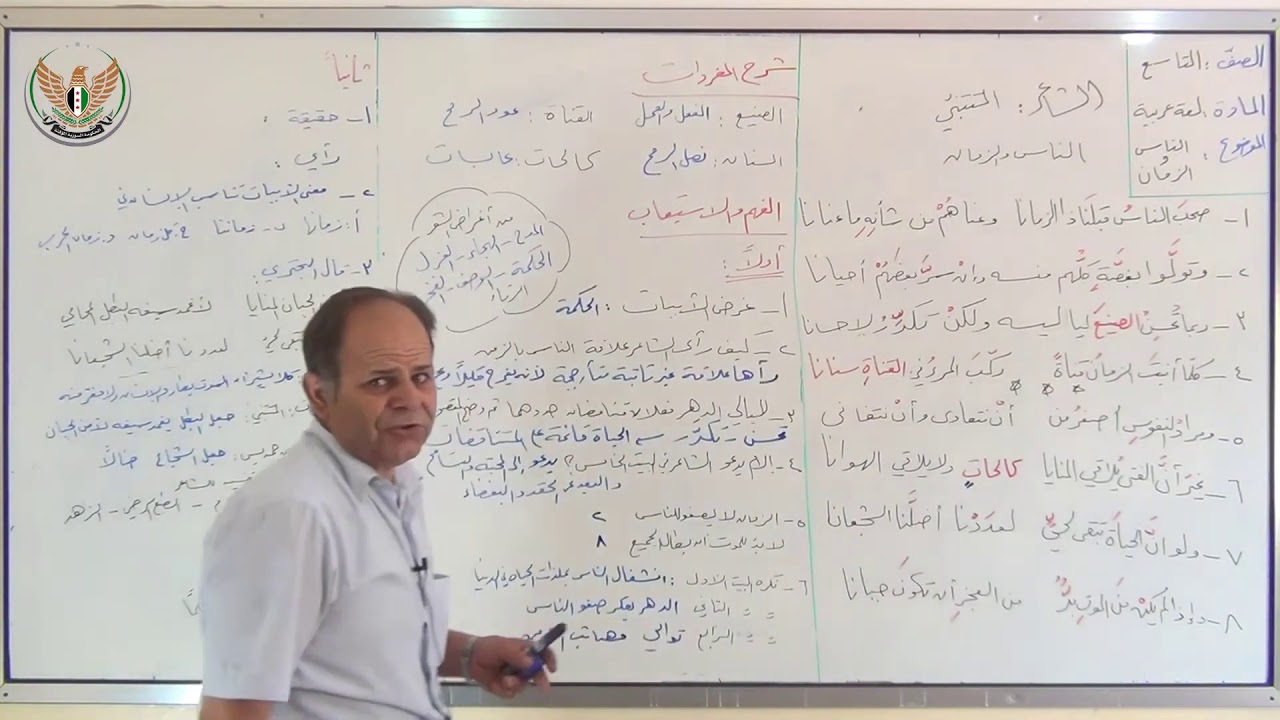 الثالث الإعدادي  اللغة العربية   الناس والزمان 1