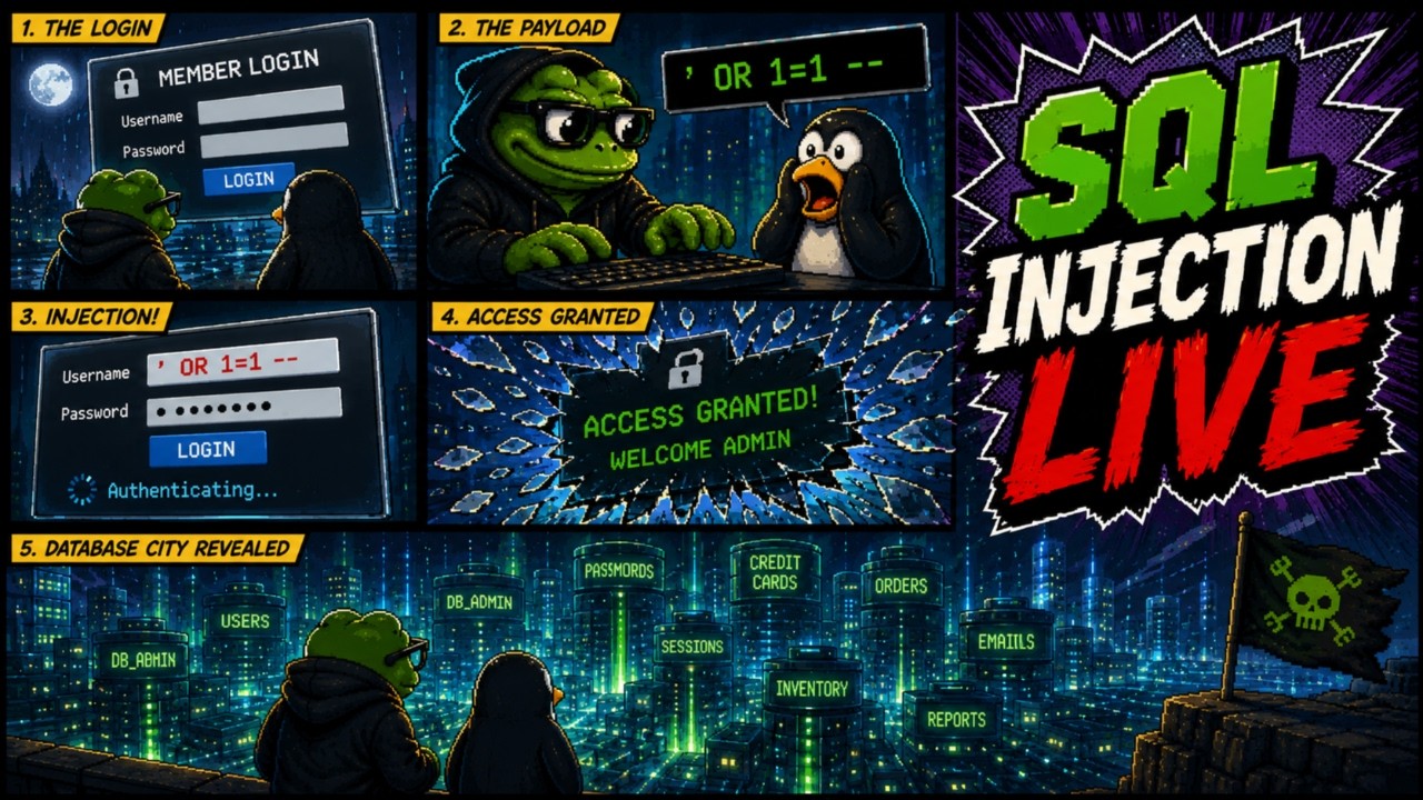 SQL HACKING LIVE! SQL Injection, Web Security & Network Hacking