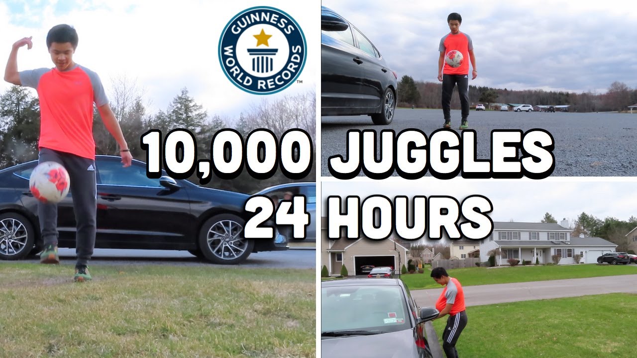 Juggling A Soccer Ball For 24 Hours (10,000 Juggles Kaia 10K Hours Challenge)
