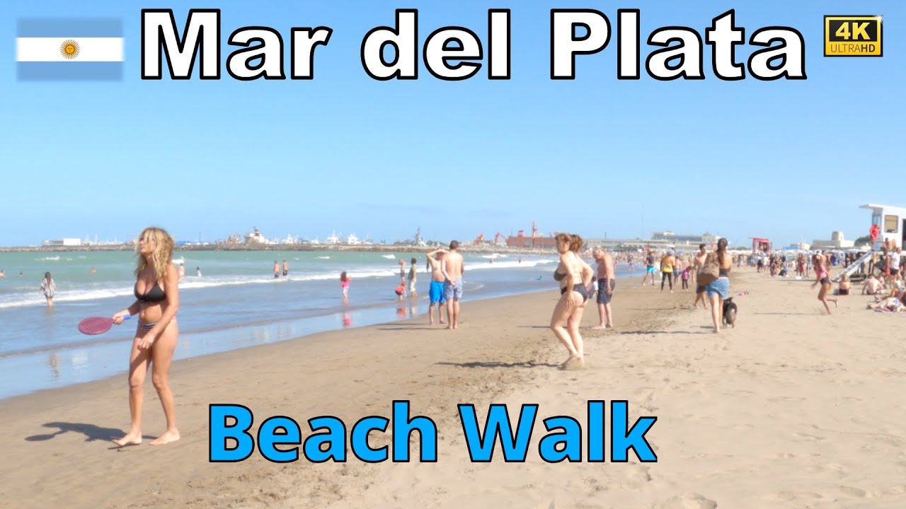 🇦🇷 Playa Grande Mar del Plata Beach Walk Argentina [4K]