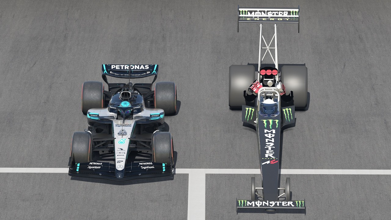 Mercedes F1 2025 vs NHRA Top Fuel Dragster | DRAG RACE
