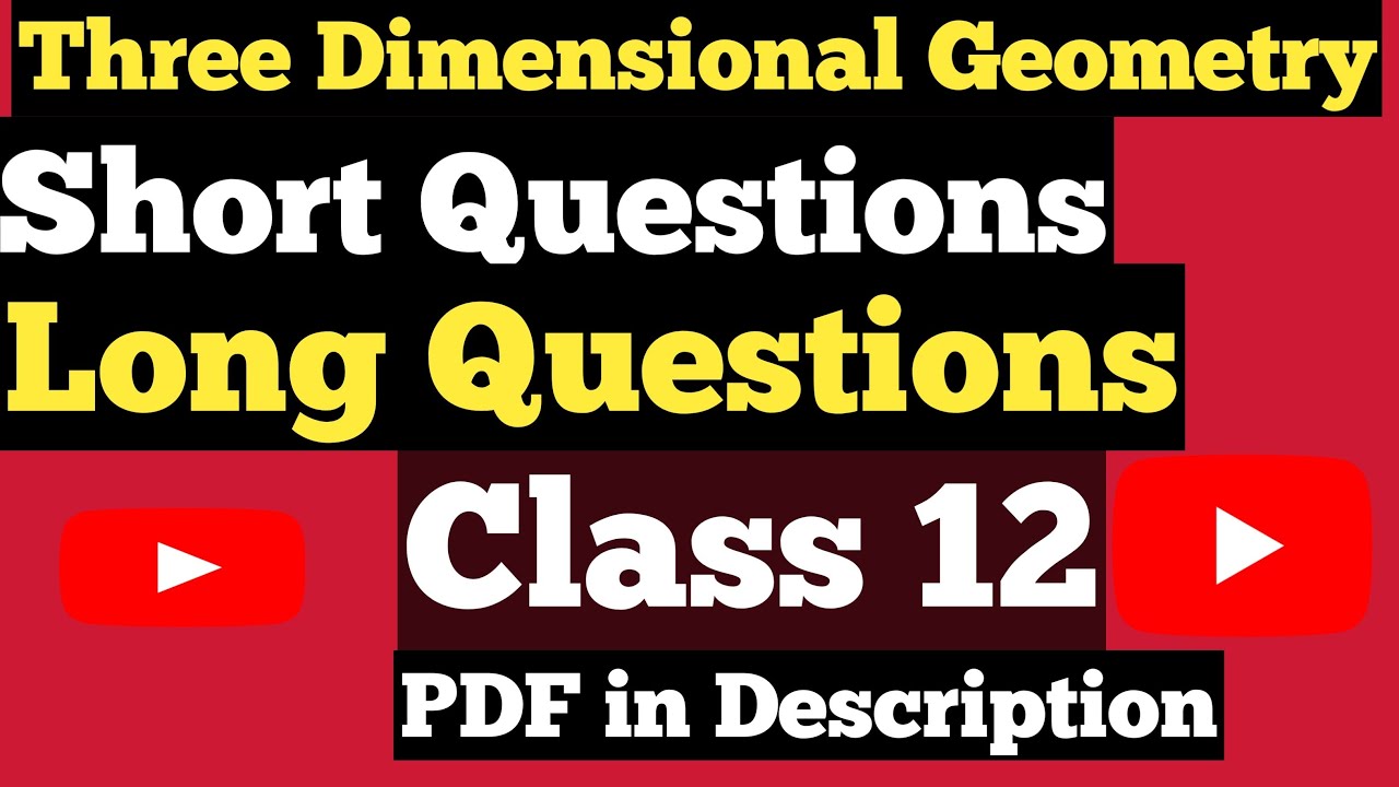 Three Dimensional Geometry Class 12 Important Questions CBSE2023 @StudyPointPro