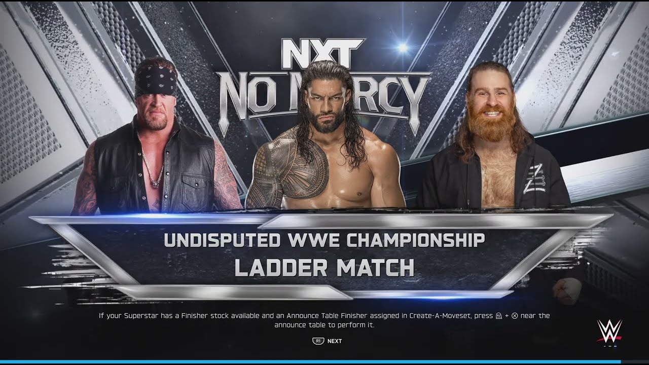 Doing a ladder match in 2K 25 WWE as Roman Reigns in a triple threat match